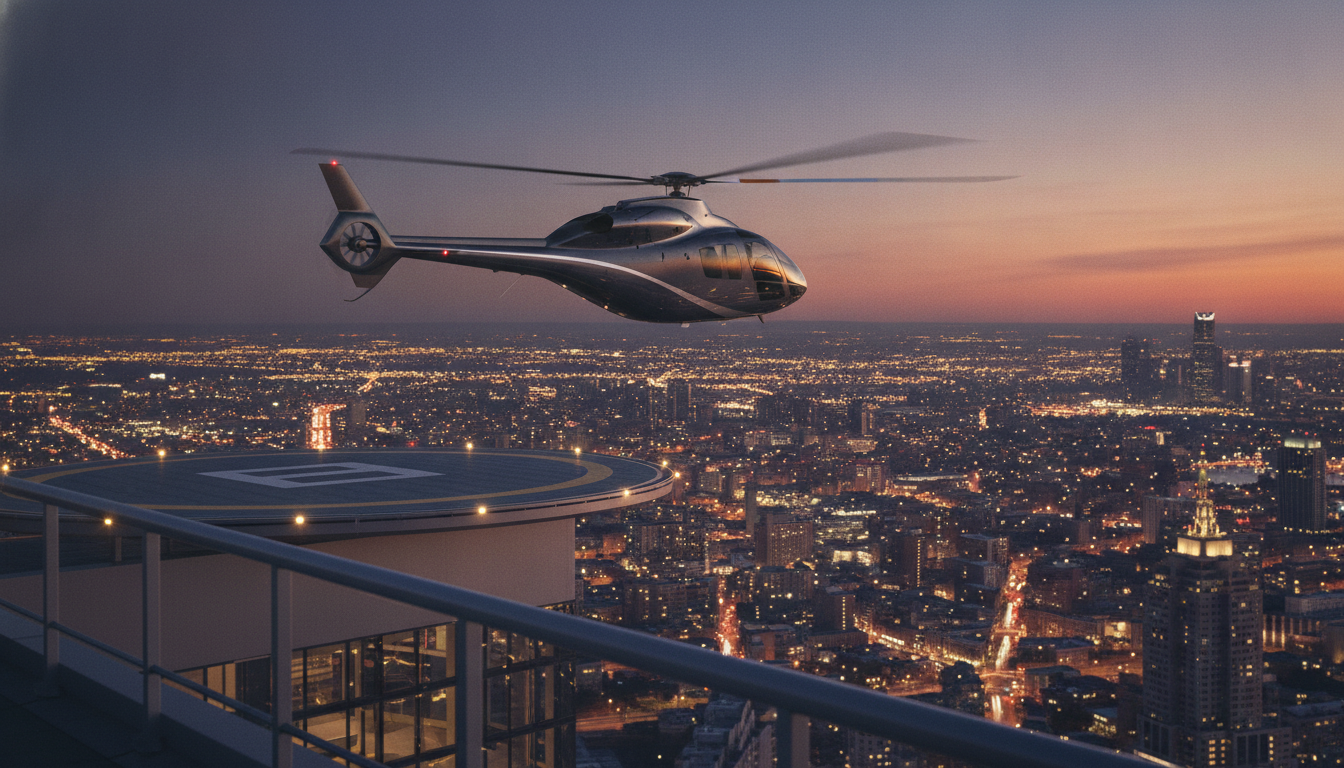 O helicóptero que virou salão voador sobre a cidade